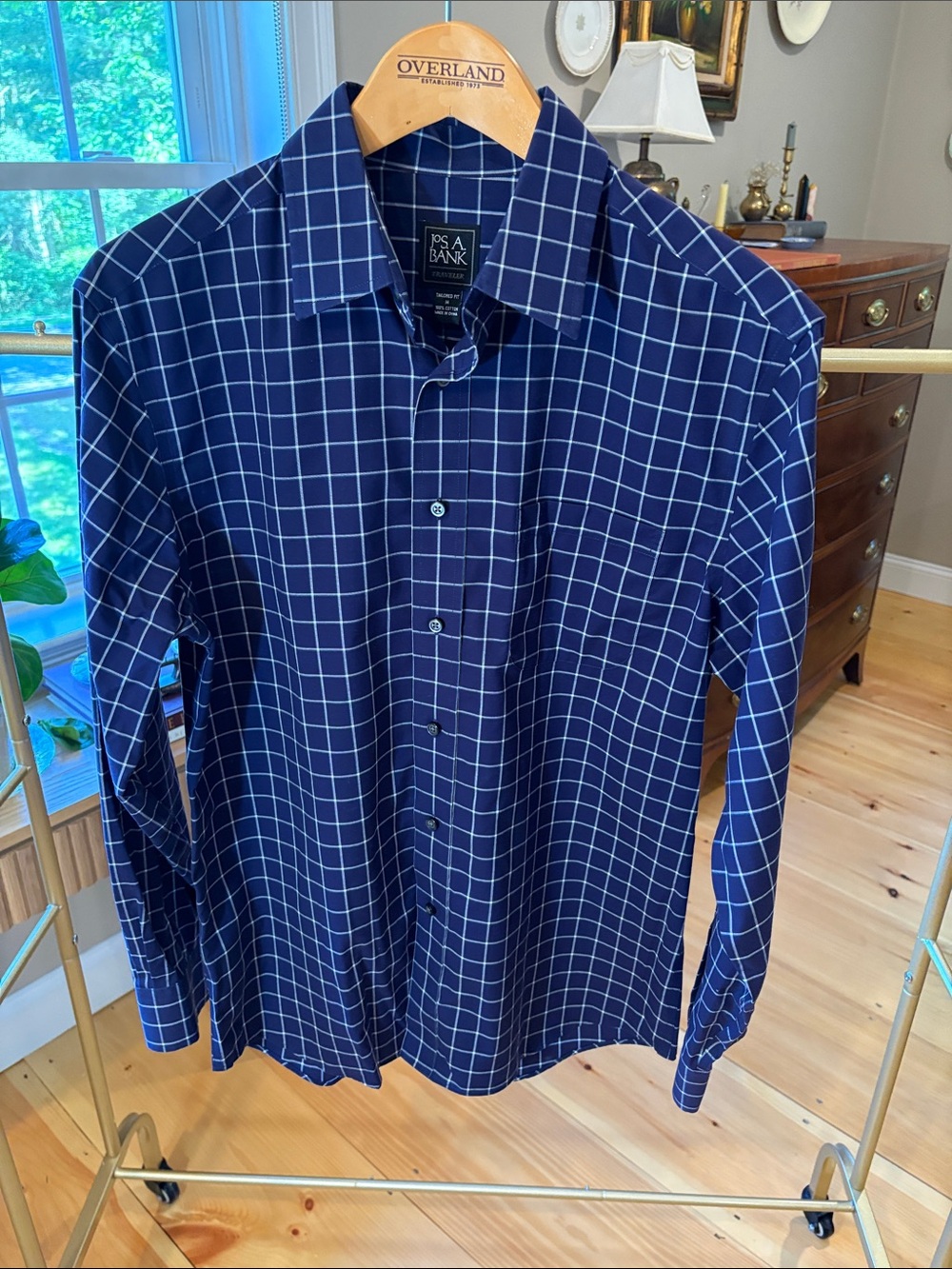 Jos. A. Bank Navy Grid Windowpane Dress Shirt